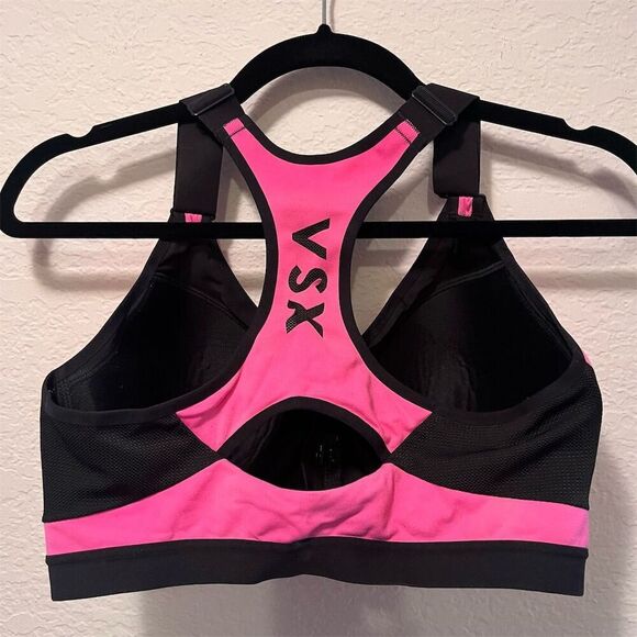 Victoria's Secret VSX Sports Bra Pink M High Support Front Zip Racerback - Picture 2 of 8